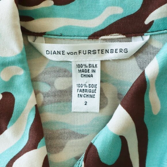 Diane Von Furstenberg Duenne Short Sleeve Revolutionary Jungle Camo Wrap Dress 2 - Picture 8 of 8